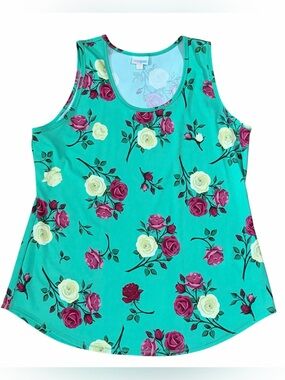 LuLaRoe Green Multi Color Floral Sleeveless Scoop Neck Tank Top Woman’s Size 3XL
